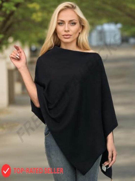MissShorthair Versatile Women Lightweight Knitted Poncho Shawl Cape Versatile 5-in-1 Transformer Chic Elegant
